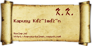 Kapusy Kálmán névjegykártya